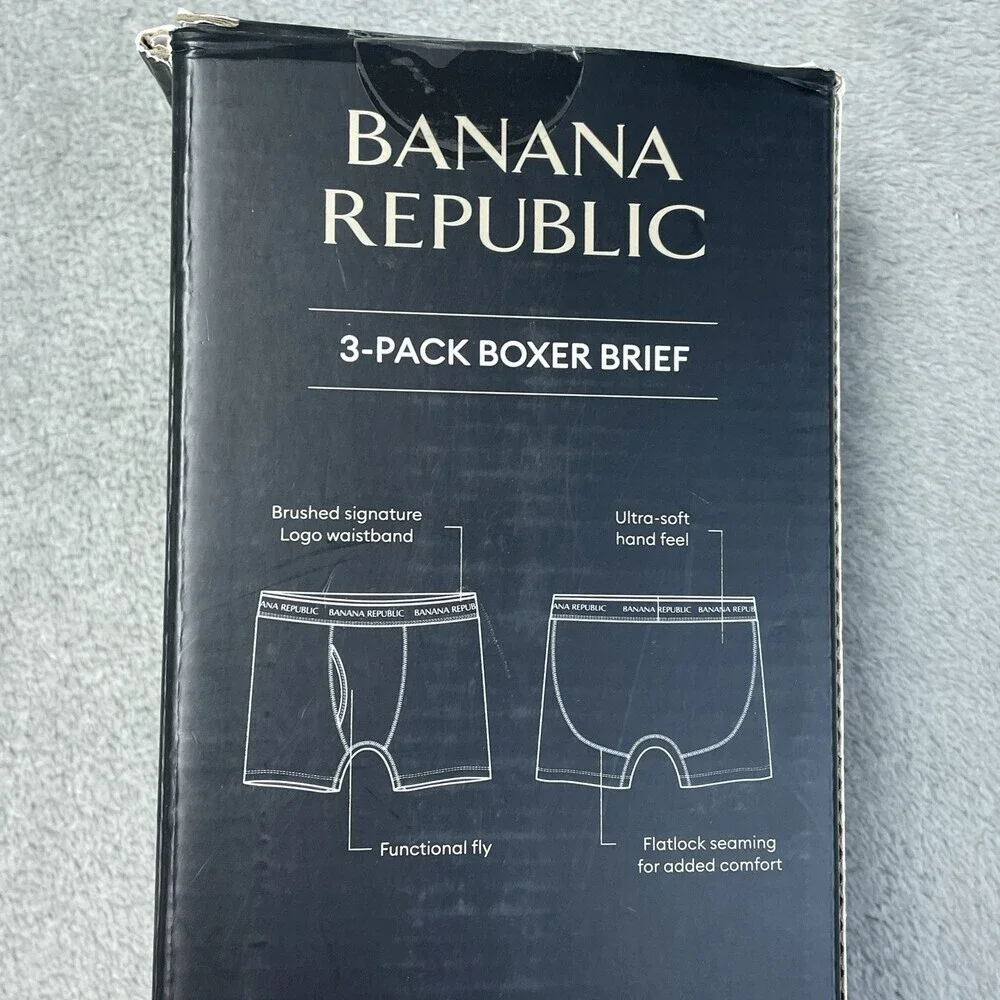Banana Republic Men's L Boxer Brief Black Cotton Blend a2121